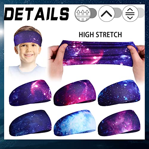 Deekin 6 Pcs Sweatbands for Kids Soccer Headbands Boys for Sports Breathable Sweat Wicking Headband for Kids Athletic Baseball Football Youth 5-15 Years Old - color: Interstellar Color