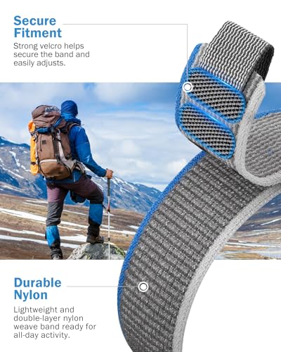 One Click Alpine Loop Bands Compatible with Samsung Galaxy Watch 7 Band/Galaxy Watch 6 4 5 FE Band 40mm 44mm/Watch 6 4 Classic 47mm 43mm 42mm 46mm/5 Pro 45mm, 20mm No Gap Nylon Sport Strap for Men - color: Trail Loop-1#All Black