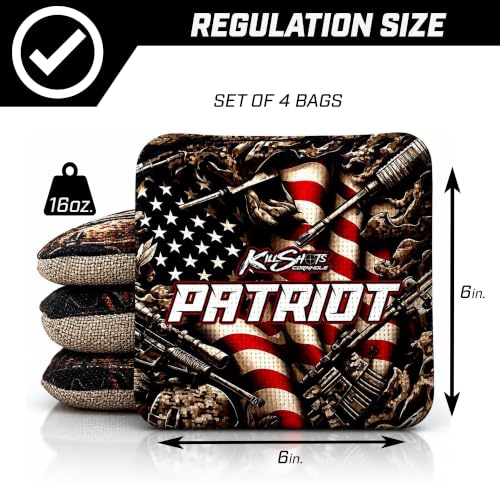 Killshots Cornhole | Patriot Series | Limited Edition | Premium Cornhole Bags | Premium Quality | Dual-Speed | Durable & Weather Resistant | Set of 4 Bags - color: USA Dog