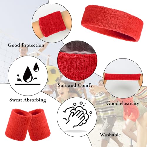 36 Pcs Wrist Sweatband Set Sports Headband Wristband Set for Men Women Party Sports Cotton Headbands Athletic Sweat Bands for Tennis Football Gym Workingout Accessories - color: Colorful