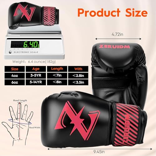 Kids Boxing Gloves 6 oz Youth Training Sparring Gloves for 3–12, Leather Ventilated Mesh, Boys Girls Junior Punching Gloves for PunchBag Focus Pads MMA Muay Thai Kickboxing - color: Pink
