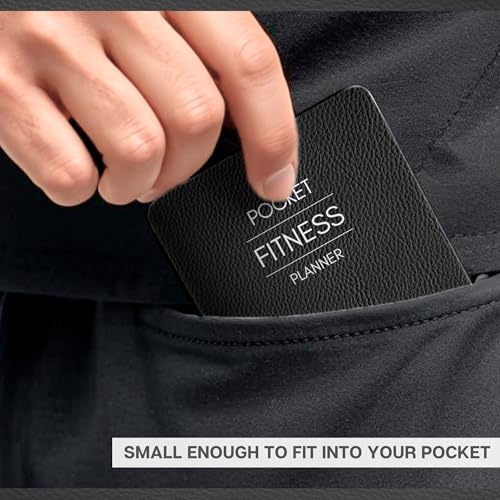 Pocket Fitness Planner A6 Gym Workout Logbook, Fitness Goals & Progress Tracker, Body Measurements & Personal Bests, Portable Exercise Planner with Gloss Water-Resistant Cover (Mono)