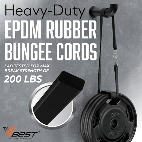 Rubber Bungee Cords with Hooks – Heavy Duty Outdoor Straps, Assorted Sizes 10", 15", 21", 31" (8 Pack), 1.8X Max Stretch, Over 200 lbs Load – 100% EPDM Rubber & S-Hooks for Cargo, Tarps - style: 8 Pcs Assorted Sizes