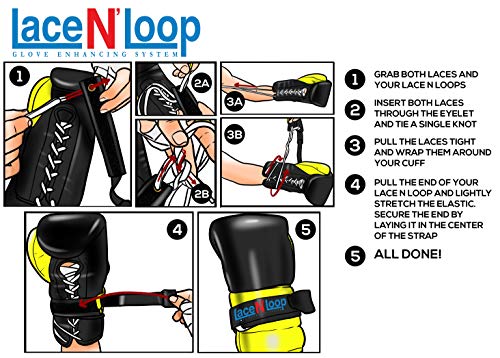 Lace N Loop Straps (Pair) - Lace-Up Boxing Glove Converter - color: Red & Black