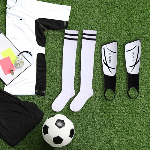Soccer Shin Guards and Socks Kids Youth Lightweight Soccers Pads Defender with Ankle Protection Ski Shin Guards Football Equipment for Age 4-14 Toddler Boy Girl - color: White, size: Small