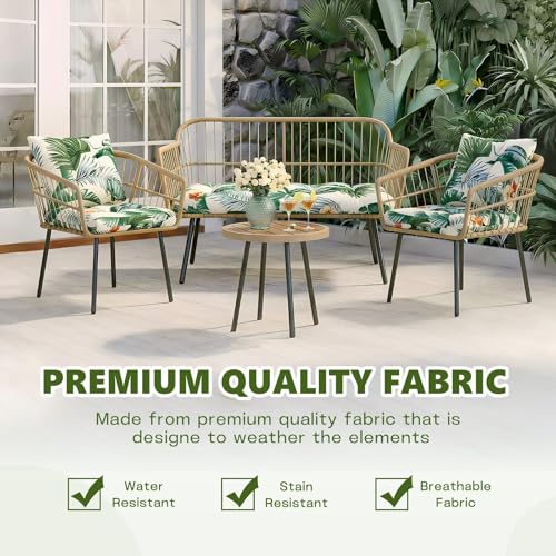 Wicker Chair Cushions Set, 2 U-Shaped Cushions & 1 Loveseat, Waterproof Outdoor Loveseat Cushion for Patio Furniture, Settee Bench Pad All Weather,Hawaiian - color: Hawaiian