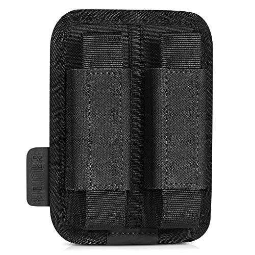 Savior Equipment Tactical Pistol Mag Pouch 9mm .40 45acp Open-Top Single & Double Stack Mag Holder Softshell Mags Storage Universal Magazine Carrier, Elastic Band to Hold Tight, Hook-Backed Panel - color: Obsidian Black (2-Slot)