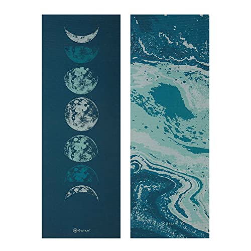 Gaiam Yoga Mat - Premium Print Reversible Extra Thick Non Slip Exercise & Fitness Mat for All Types of Yoga, Pilates & Floor Workouts - color: Lunar Wave
