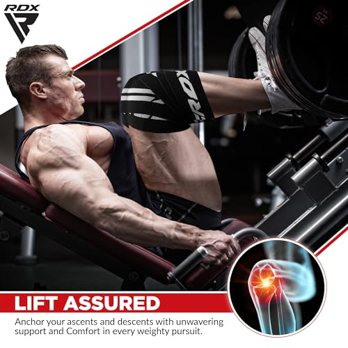 RDX Knee Wraps for Weightlifting, 78” Elasticated Straps Power Lifting Leg Press Support Gym Fitness Squats Workout Men Women - color: Full Black