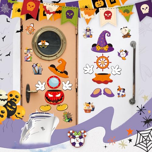 RiVolTa Halloween Cruise Door Magnets - 12 Pcs Mouse Funny Ship Cabin Decorations Magnetic Stickers Spooky Pumpkin Anchor Stateroom Decals Accessories for Carnival Holiday Party Refrigerator Car Decor - color: Halloween