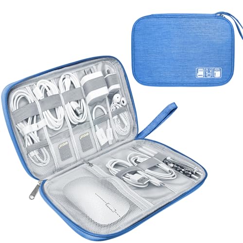 Lcsmaokin Electronics Travel Organizer,Portable Waterproof Electronic Travel Storage Bag for Small Charging Cord Storage,Charger,Small Electronics,SD Card etc,for Travel,Business - Sky Blue - color: A-Sky Blue, size: Single Layer