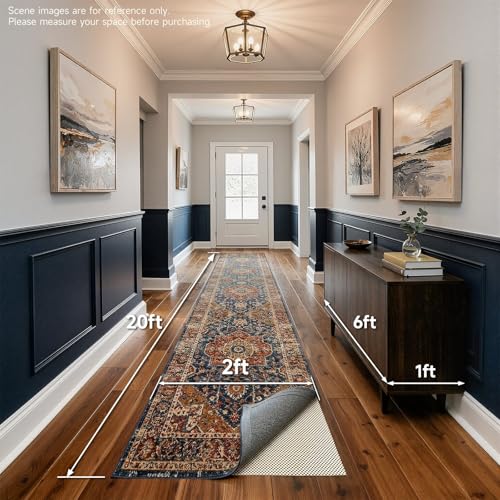 Veken Runner Rug Pad Gripper for Hardwood Floors, Non Slip 2x20 Ft Rug Pads for Area Rugs, Thick Rug Grippers for Tile Floors, Under Carpet Anti Skid Mat, More Than 99 Pcs Anti-Slip Square Pattern - size: 2' x 20' (Rectangular), style: White