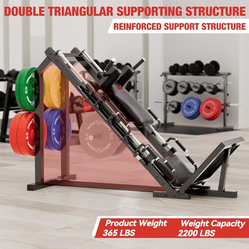 Waxman Leg Press Hack Squat Machine Combo, 2-in-1Leg Exercise Machine with Linear Bearing, Special for Lower Body with Weight Storage for Quads, Hamstring