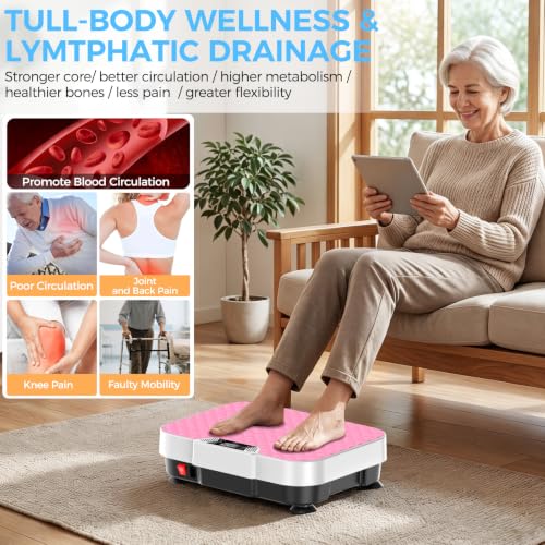 Vibration Plate Exercise Machine Vibration Plate for Lymphatic Drainage Weight Loss,Muscle Activation Fat Burner for Women Men,250 Speeds Shake Plate,Whole Body Exercise Equipment - color: Pink