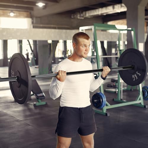 Fitvids 7ft Olympic Barbell, Barbell for Weightlifting and Powerlifting, 300 Pound Capacity, Black