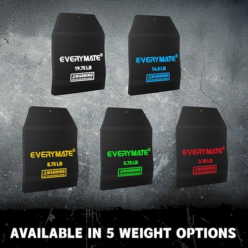 EVERYMATE Tactical Weighted Vest Plates – 3.75/5.75/8.75/14.5/19.75LB Pairs – Insert Weighted Vest Plates- Contoured Ergonomic Fit – WODs, Strength Training, Running, Weight Plates for Vest - color: 5.75LB*2, size: Curved