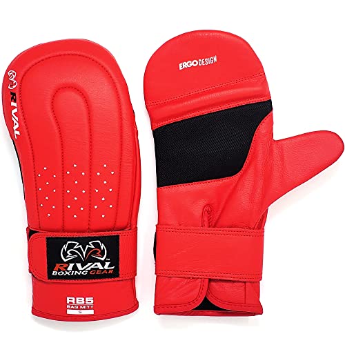 RIVAL Boxing RB5 Bag Mitt Gloves, Bare-Fist Punching Feel, Zero Resistance Training for Triggering Fast Twitch Muscles - color: Red, size: Small