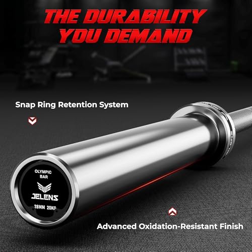 JELENS 7FT Bar Olympic Barbell, 1000lb Capacity Weight Bar for Strength Training, 2 Inch Strength Training Bar With Knurled Grip for Squats, Deadlifts, Presses, Rows, Curls - size: 7FT Olympic Barbell