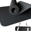 Extra Thick Yoga Mat with Carry Strap, 10mm Non-Slip Exercise Mat, 72 x 24 Inch Cushioned Workout Mat for Yoga, Pilates, Stretching & Floor Exercises - color: Black & Gray