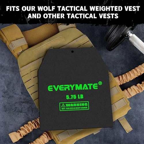 EVERYMATE Tactical Weighted Vest Plates – 3.75/5.75/8.75/14.5/19.75LB Pairs – Insert Weighted Vest Plates- Contoured Ergonomic Fit – WODs, Strength Training, Running, Weight Plates for Vest - color: 5.75LB*2, size: Straight