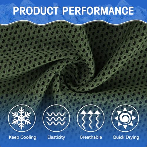 Hosuly 100 Pack Cooling Towels, 40"x12" Cooling Towels for Neck and Face Breathable Soft Chilly Sweat Rag Microfiber Sport Rags for Gym Yoga Golf Running - color: Olive Green