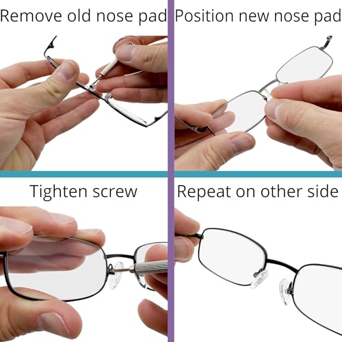 GMS Optical Screw-in Silicone Nose Pads for Glasses | 17mm Large, 7.6mm Width | Non Slip Nose Grips for Sunglasses and Eyewear, Anti Slip Eyeglass Accessories w/Screws & Screwdriver (5 Pairs) - size: (L)17mm - 5 Pairs