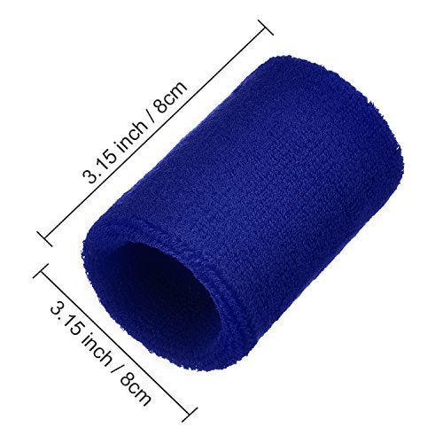 Willbond Wrist Sweatbands, Sports Sweatbands for Competition, Sweat Absorbent, for Basketball, Tennis, Football, Running and Work (Pack of 6) - color: Blue