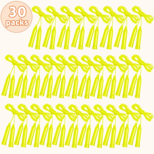 30 Pcs Kids Jump Rope,Colorful Jump Ropes for Kids,7.2 Feet Plastic Jump Ropes,Adjustable Skipping Rope,Jumping Ropes for Party Favors,Birthday Gifts,Indoor Outdoor Activity - color: Yellow