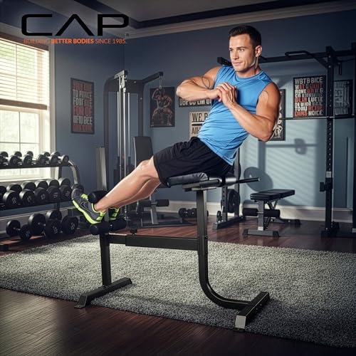 Cap Strength Roman Chair – Adjustable Back Extension Bench for Core & Glute Workouts, Heavy-Duty 300 LB Capacity - Black and Gray Options - color: Black