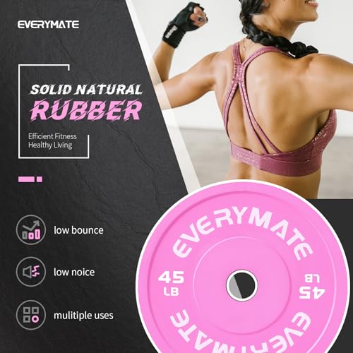 EVERYMATE Change Weight Plates 1.25LB 2.5LB 5LB Set Fractional Olympic Bumper Plates for Cross Training Steel Insert Strength Training - color: 45LBX1, size: Pink