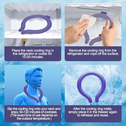 Neck Cooling Tube with Cold Insulated Bag,Reusable 18℃/64℉ Ice Neck Ring Wearable Body Cooling Products for Summer (Navy) - color: Navy