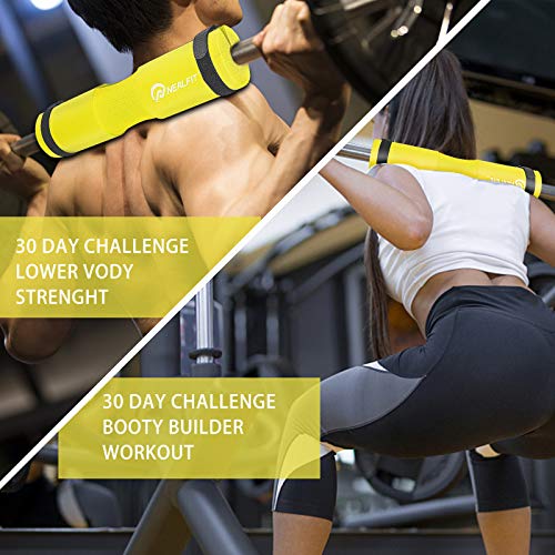 NEALFIT Barbell Pad Squat Pad for Squats—Squat Bar Pad—Great for Weightlifting,Lunges and Hip Thrusts—Foam Sponge Pad—Fit Standard and Olympic Bars Perfectly - color: Yellow