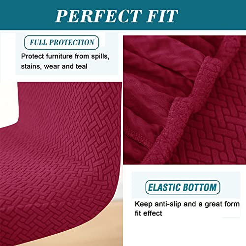 HFCNMY Bar Stool Covers with Backs,4 Pack Stretch Bar Stool Chair Covers,Jacquard Bar Stool Covers,Washable Bar Chair Covers Swivel Barstool Covers Slipcovers with Back Red - color: Red