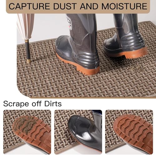 YDKGL Door Mat 31x47, Dirt Resistant and Absorbent, Non-Slip Rubber Backing Floor Mats, Easy Clean Low-Profile Doormat for Entryway, Front Door, Inside Entrance Brown - color: A- Brown, size: 31"x47"