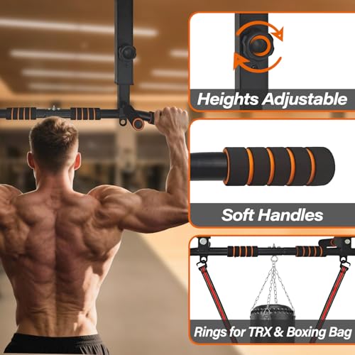 Joist Mounted Pull Up Bar,Wall Mount Pull Up Bar,Ceiling Mounted Chin Up Bar for Upper Body Workout, Dip Stand Supports to 440 Lbs - style: type D
