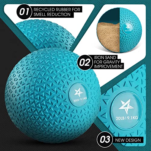 Yes4All Upgraded Fitness Slam Medicine Ball Triangle 25lbs for exercise, strength, power workout, Workout ball, Weighted ball, Exercise ball, Trendy Teal - color: Trendy teal, style: E. 25lbs