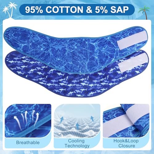 BEAUTYZOO Dog Cooling Bandana for Medium Large Dogs, 2 Pack Instant Cooling Bandanas Breathable Cooling Ice Towel Neck Wraps, Pet Scarf Keep Dogs Cool in Hot Summer,Shark S - color: Shark + Ripple Blue, size: Small(Neck Girth:9-15in)
