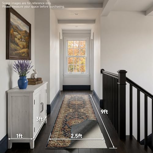 Veken Runner Rug Pad Gripper for Hardwood Floors, Non Slip 2.5x9 Ft Rug Pads for Area Rugs, Thick Rug Grippers for Tile Floors, Under Carpet Anti Skid Mat, Keep Your Rugs Safe and in Place - size: 2'6" x 9' (Rectangular), style: White