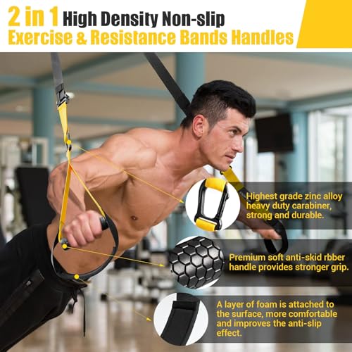 Home Resistance Training Kit, Resistance Trainer Exercise Strap with Poster | Includes Handles, Door Anchor and Carrying Bag for Home Gym, Bodyweight Resistance Workout Straps for Indoor & Outdoor