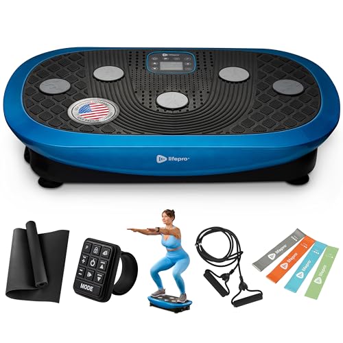 Lifepro Rumblex Plus/Pro 4D Vibration Plate Exercise Machine with 60 Speeds | 3 Motors, 7 Training Modes, Bluetooth Speaker, Wristband Remote — Vibration Plate for Lymphatic Drainage, Muscle Activation - color: Blue, size: Small