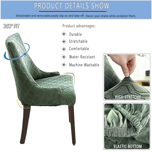 Wingback Chair Cover Waterproof,Stretch Jacquard Slipcover(Sage,4PCS) | Instant room refresh with easy cleanup, dependable mess protection, and a neat tailored look for family spaces. - color: Sage Green