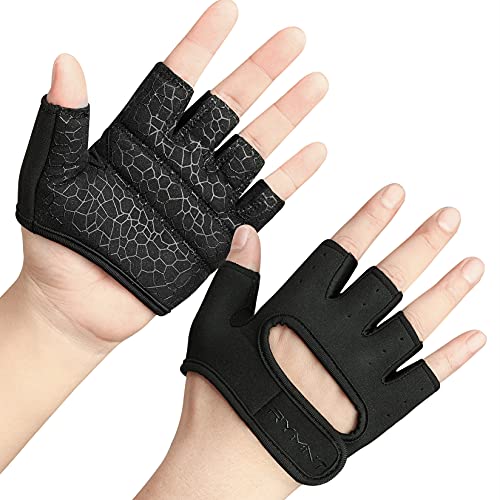 Short Workout Gloves for Women Men, Weight Lifting Gloves Full Palm Pads | Minimal Gym Gloves for Weightlifting, Exercise, Fitness, Training, Extra Grip, Fingerless Work Out Gloves Womens, Breathable - color: Black, size: X-Small
