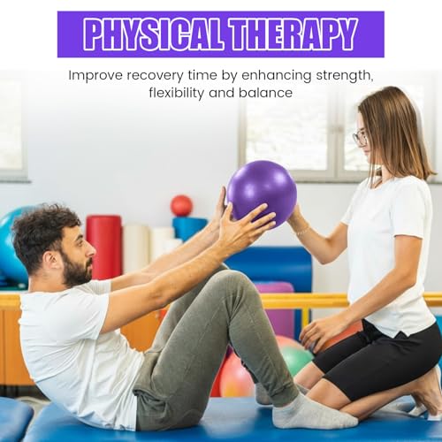 40 Pcs 9 Inch Bulk Pilates Balls Resistance Bands Set 20 Mini Bulk Exercise Balls Yoga 20 Resistance Loop Exercise Bands for Stability Fitness Physical Strength Office Training Gym - color: Purple
