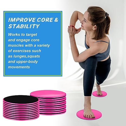 Jenaai 24 Pcs (12 Pairs) Core Sliders Exercise Glider Discs Bulk for Group Training Classes Fitness Slider for Working Out Dual Sided Core Gliding Discs AB Pads for Carpet Hardwood Floor - color: Rose Red
