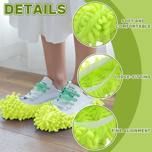 Mop Slippers Shoes for Women Men Foot Dust Duster Microfiber Dust Hair | Reusable Sweeper Cleaning Tool for House Bathroom Kitchen - color: Green, size: F