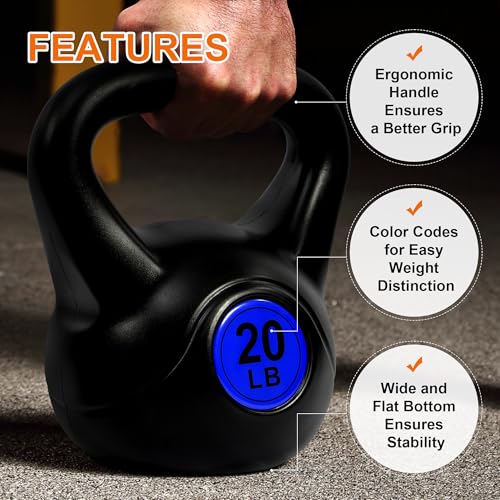 Fitvids Kettlebell Sets Piece Strength Training KettleBells Weight Set - style: 45LB Set of 3: 10/15/20LB