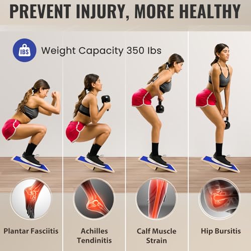 Balance Board Professional Wobble Board for Adults Anti-Slip 350LBS Balance Boards for Physical Therapy Standing Desk Core Strength Wooden Balance Board Rocker Board - color: Blue 360° Balance Board