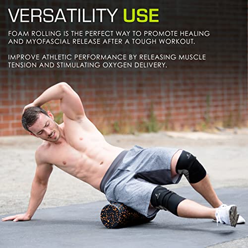 ProsourceFit High Density Foam Rollers 12 - inches long,Firm Full Body Athletic Massage Tool for Back Stretching, Yoga, Pilates, Post Workout Muscle Recuperation, Black/Orange - color: Black/Orange, size: 12"H x 6"D