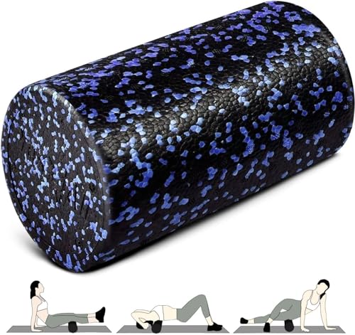 Yes4All Foam Roller, EPP High-Density Material, High Firmness Level, Back Roller for Athlete & Professional, Suitable for Back, Stretching, & Pilates, 12/18/24/36 inch - Blue Speckled, 12 in - color: Blue Speckled, size: 12-inch (Pack of 1)