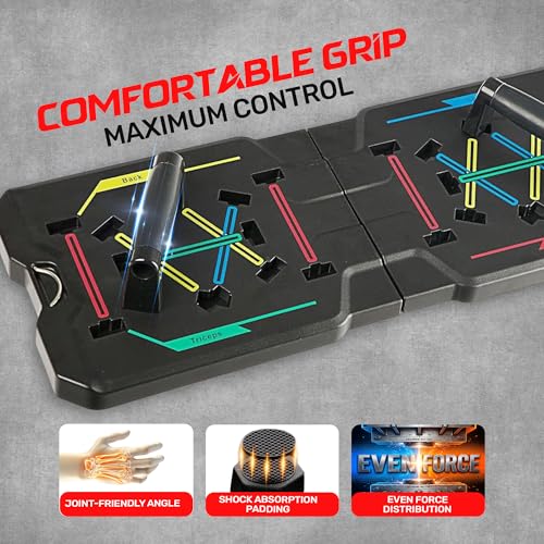 Push Up Board – Portable 14-in-1 Home Workout System for Chest, Arms, Back & Core – Color-Coded, Anti-Slip, Foldable Board for Men & Women
